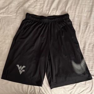 Black Nike Dri-Fit shorts with WVU logo